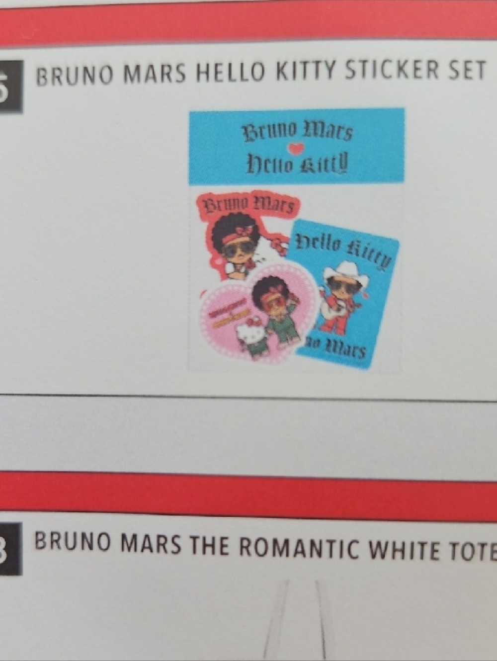 Bruno Mars x Hello Kitty Sticker Pack - Pink & Blue Hearts - Picture 6 of 6